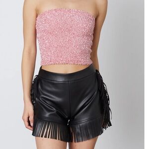 NWT: Cotton Candy Black Fringe Shorts Size M